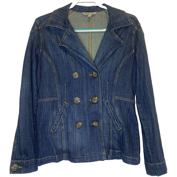 Cabi Jeans Y2K Button Front Denim Jacket Blazer Womens Size Medium Blue Pockets - Picture 1 of 7